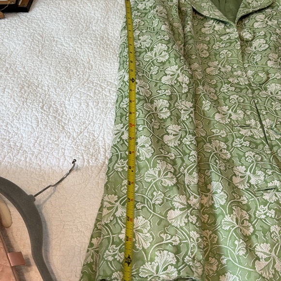 Liz Claiborne size 16 lime green embossed white flowers leaf’s Vtg coat jacket - Picture 13 of 14